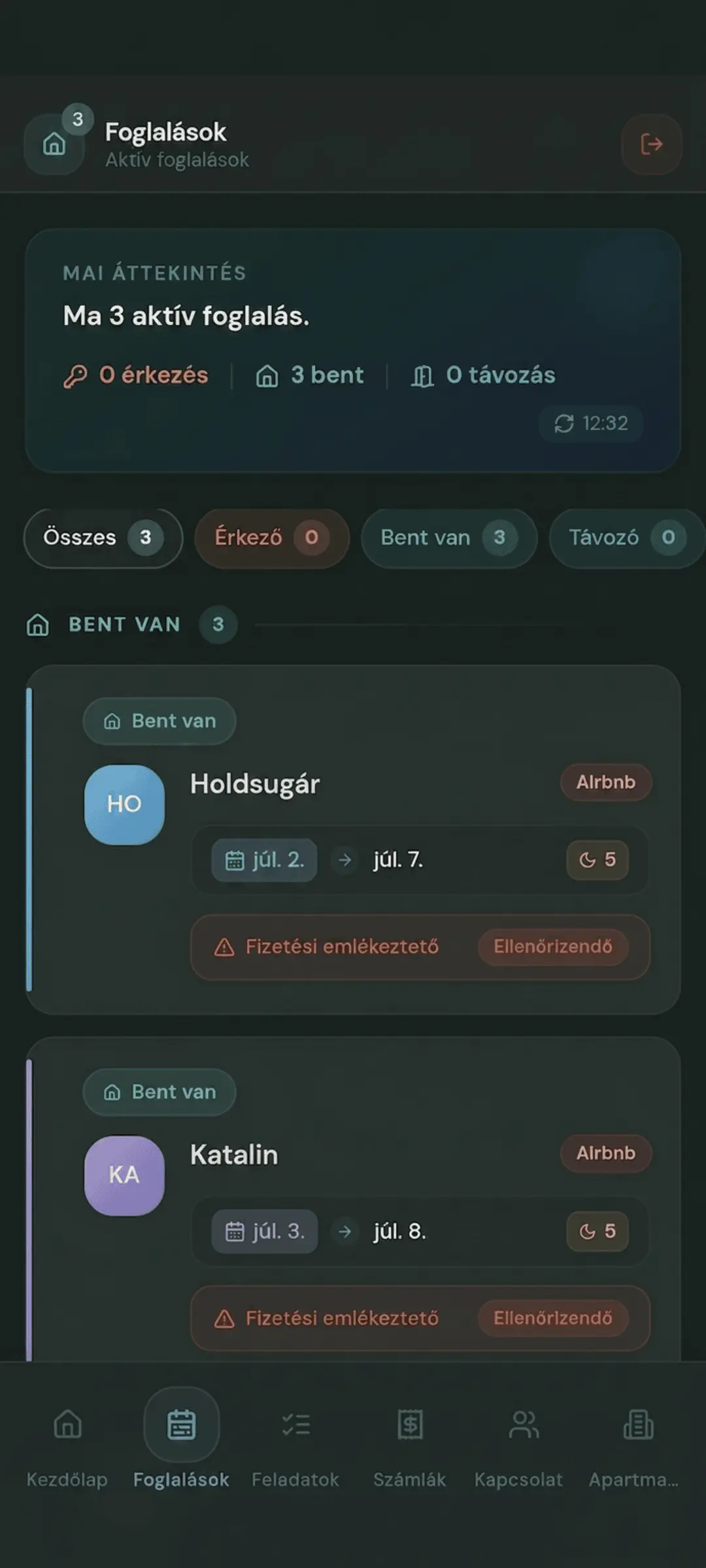 Automatikusan importált új foglalás az iCal feedből